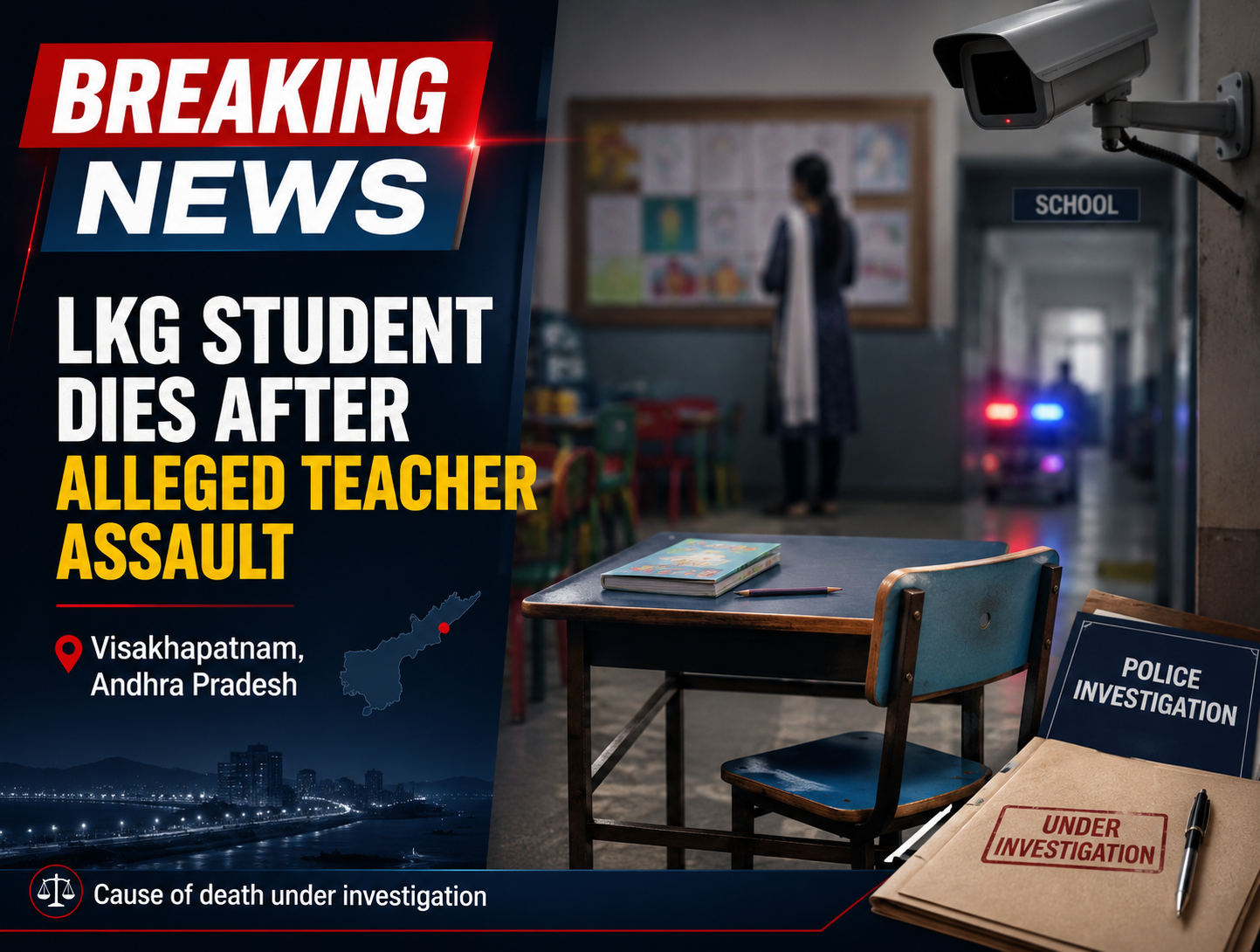LKG Student Dies After Alleged Teacher Assault in Visakhapatnam: What Happened in the Classroom